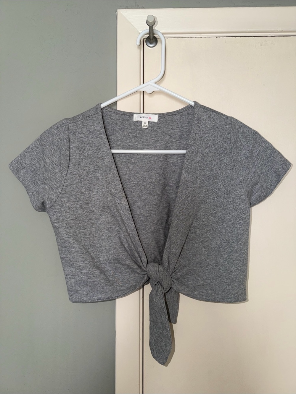 Better Be Gray Tie-Front Crop Top